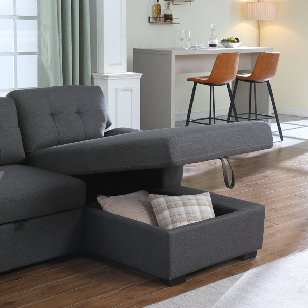 Latitude Run® Allan 120” Sectional Sofa Couch Sleeper Bed With Storage